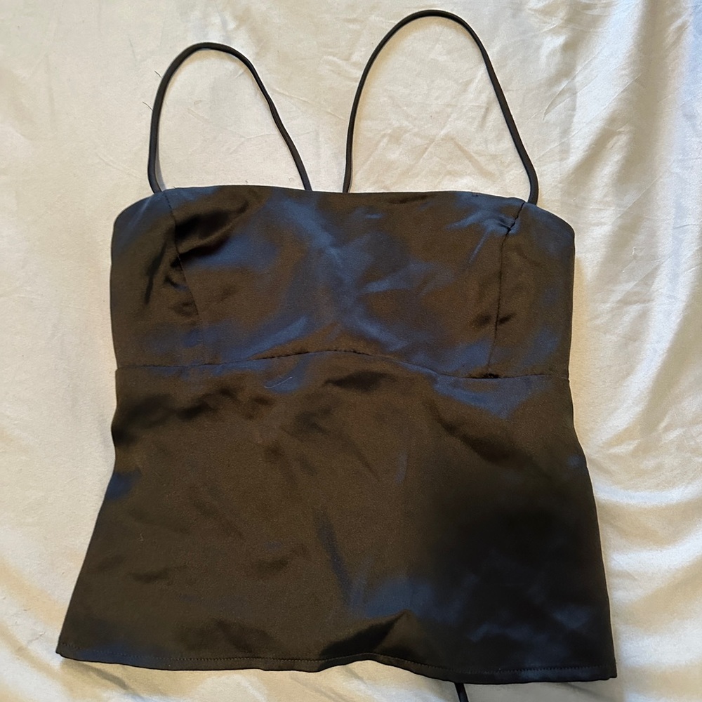 Elegant Black Satin Women's Top